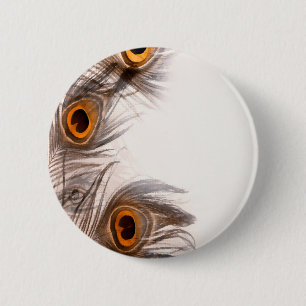 peacock Feathery background 6 Cm Round Badge