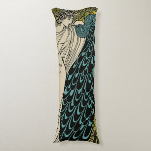 Peacock Fine Art Bird Nouveau Body Cushion