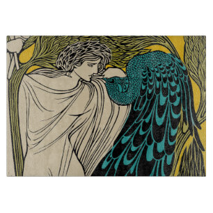 Peacock Fine Art Bird Nouveau Cutting Board