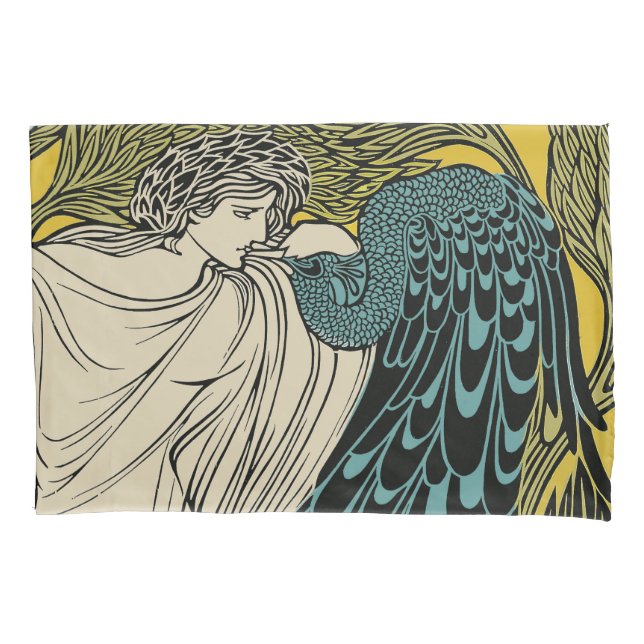 Peacock Fine Art Bird Nouveau Pillowcase (Front)