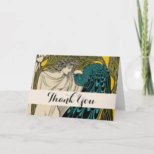 Peacock Fine Art Bird Nouveau Thank You Card