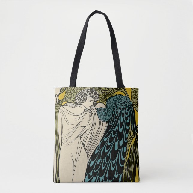 Peacock Fine Art Bird Nouveau Tote Bag (Front)