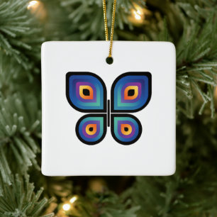 Peacock Flame Butterfly Ceramic Ornament