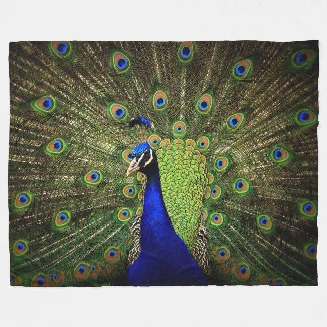 Peacock Fleece Blanket (Front (Horizontal))