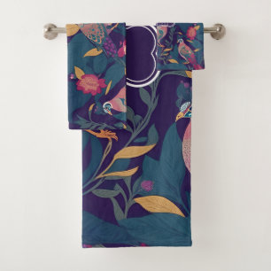 Peacock Floral Colorful Personalized Pattern Bath Towel Set