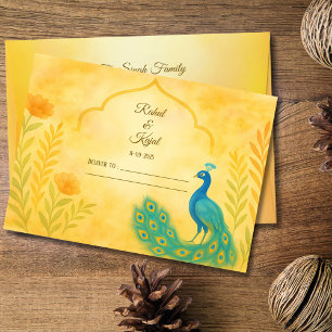 Peacock Floral Indian Wedding Envelope