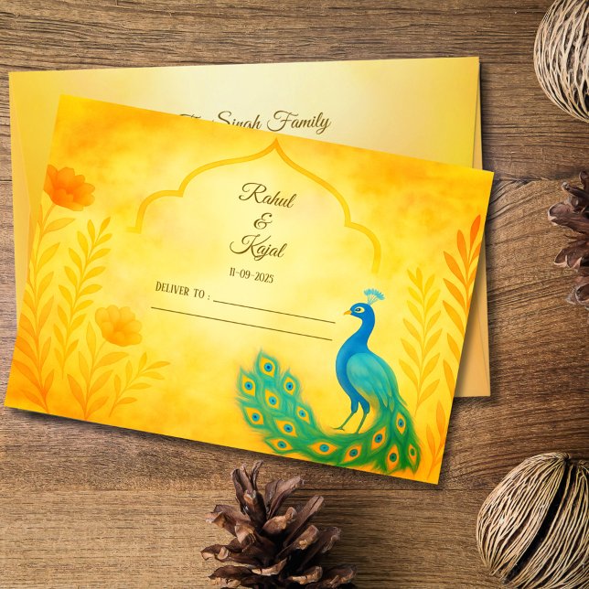 Peacock Floral Indian Wedding Envelope (Creator Uploaded)