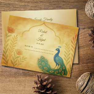 Peacock Floral Indian Wedding Envelope