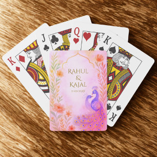 Peacock Floral Indian Wedding  Playing Cards