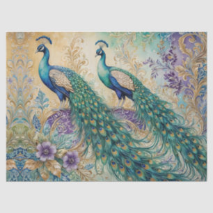 Peacock floral paisley watercolor  tissue paper