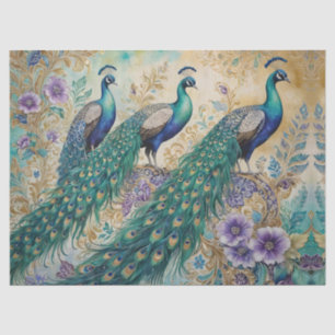 Peacock floral paisley watercolor  tissue paper