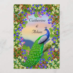 Peacock Floral Paradise Wedding Invitation