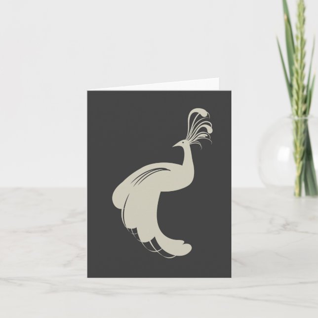 PEACOCK FLOURISH in TAN Notecard (Front)
