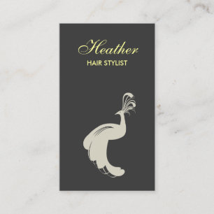 PEACOCK FLOURISH TAN/GRAY BUSINESS CARD