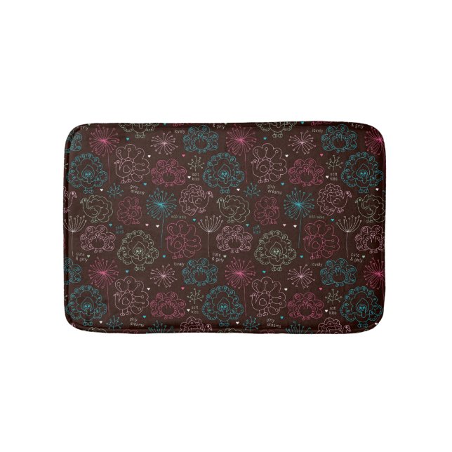 peacock flower india wallpaper vintage bath mat (Front)