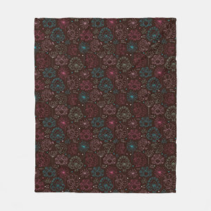 peacock flower india wallpaper vintage fleece blanket