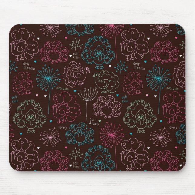 peacock flower india wallpaper vintage mouse mat (Front)