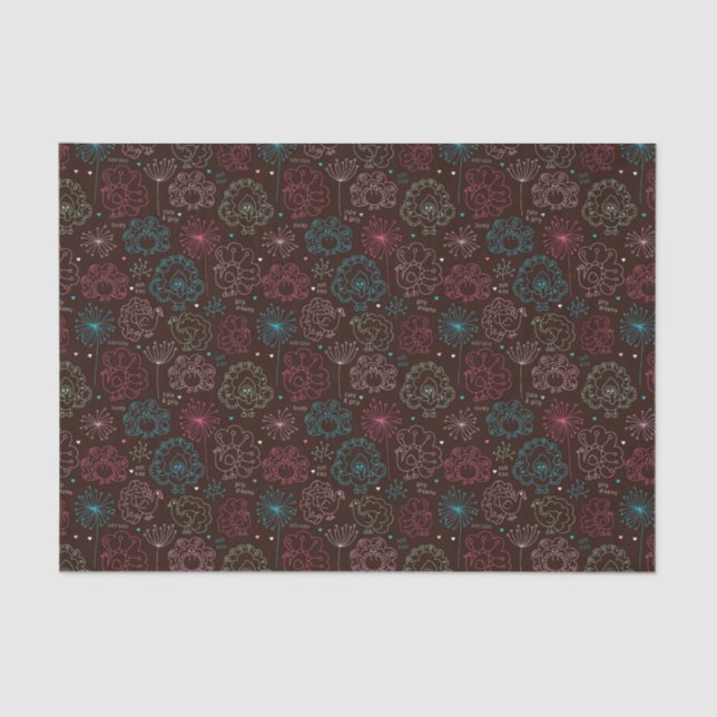 peacock flower india wallpaper vintage tissue paper (Front)