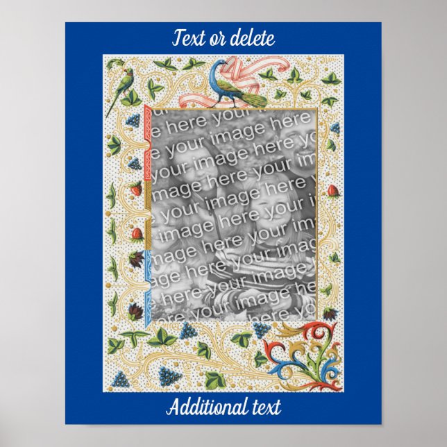 Peacock Fruit Art Frame Create Your Own Photo Poster (Front)