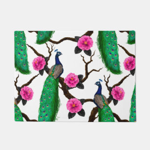 Peacock garden doormat