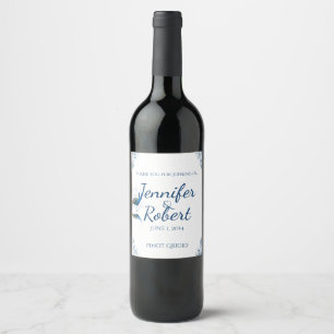 Peacock Garden in Blue and White Wine Label