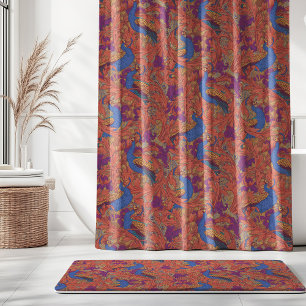 Peacock Garden in Cobalt Blue Purple Terracotta Shower Curtain