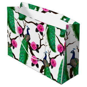 Peacock garden large gift bag