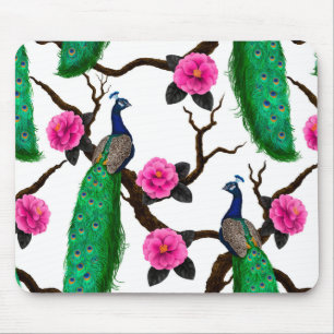 Peacock garden mouse mat