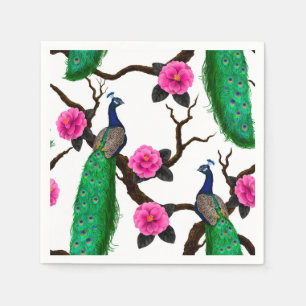 Peacock garden napkin