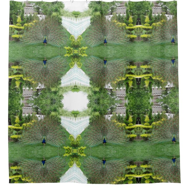 Peacock Garden Photo  Shower Curtain (Front)