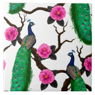 Peacock garden tile
