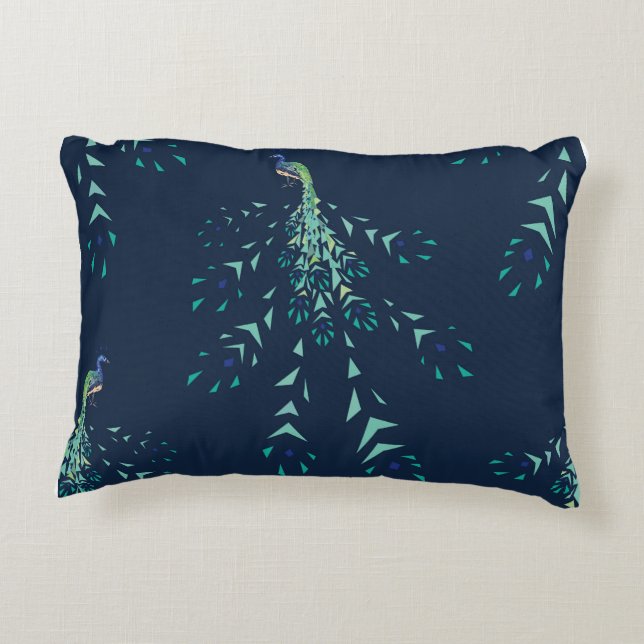 Peacock geometric pattern decorative cushion (Back)