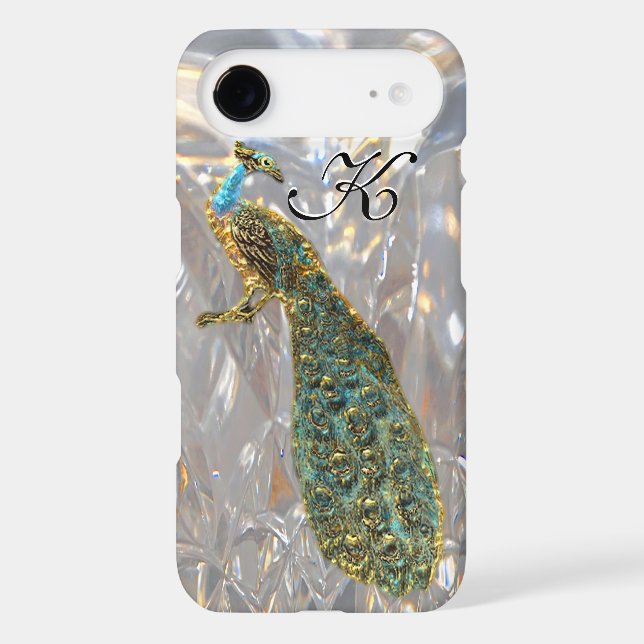 Peacock Glam Elegant Monogram Case-Mate iPhone Case (Back)