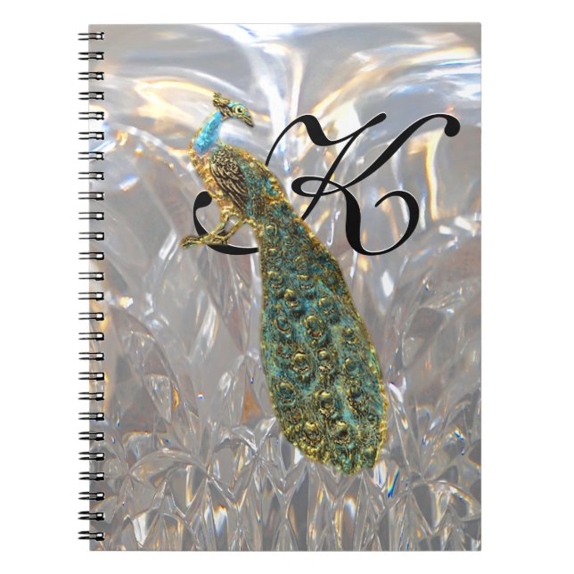 Peacock Glam Monogram Notebook (Front)