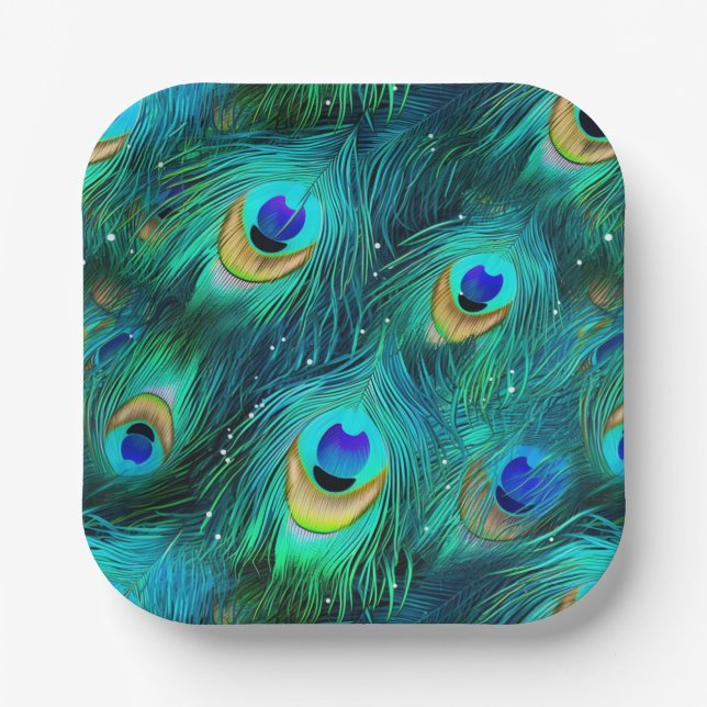 Peacock Glory Paper Plate (Front)
