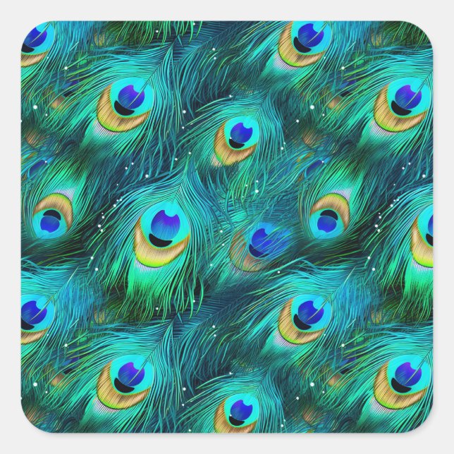 Peacock Glory Square Sticker (Front)