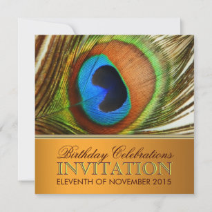 Peacock Goddess Birthday Party Invitations