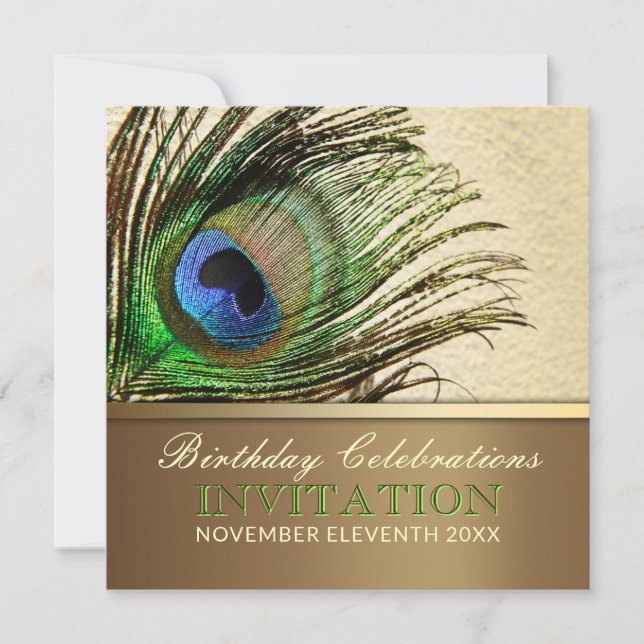 Peacock Goddess Feather Birthday Party Invitation (Front)