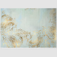 Peacock Gold and Dusty Blue Coordinate Decoupage