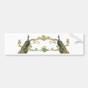 Peacock & Gold Filigree Bumper Sticker