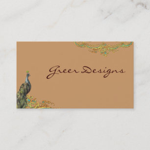 Peacock & Gold Filigree Rococo Business Cards