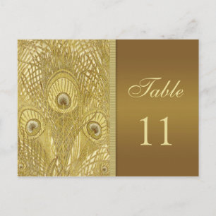 Peacock golden feathers Table Number Postcard