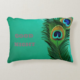 Peacock good night text decorative cushion