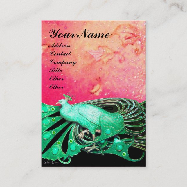 PEACOCK green black Business Card (Front)