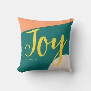 Peacock Green Joy Love Throw Pillow