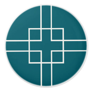 Peacock green square cross  ceramic knob