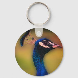 Peacock Head Photo  Key Ring