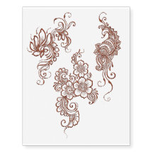 peacock henna design temporary tattoo sheet