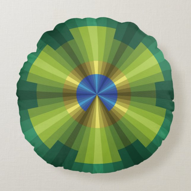 Peacock Illusion Round Pillow (Front)