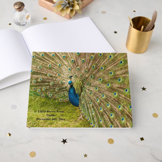 Peacock Image Guest Book (Front Open)